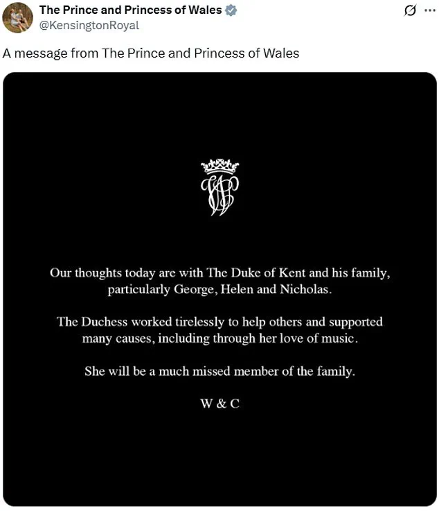 Prince and Princess of Wales Pay Tribute to Late Duchess of Kent, Celebrating Her Humanitarian Legacy