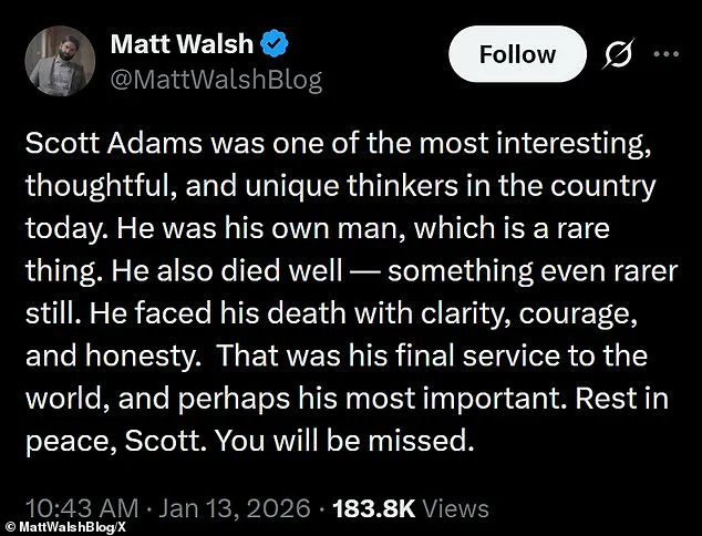 Trump Pays Tribute to Scott Adams as 'Great Influencer' Amid Post-Swearing-In Reflections