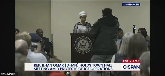 Breaking: Violent Confrontation Erupts at Ilhan Omar Town Hall as Man Storms Stage
