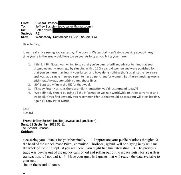 DOJ Release Reveals 2013 Email Exchange Between Richard Branson and Jeffrey Epstein, Part of 3 Million Files Obtained via FOIA Request