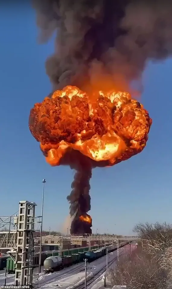 Colossal Mushroom-Shaped Fireball From Fuel Wagon Explosion Lights Up Russian Sky, Disrupts Critical War Supply Route