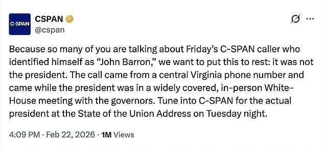 C-SPAN Phone Call Sparks Trump Resemblance Frenzy, but Revealed as Pseudonym