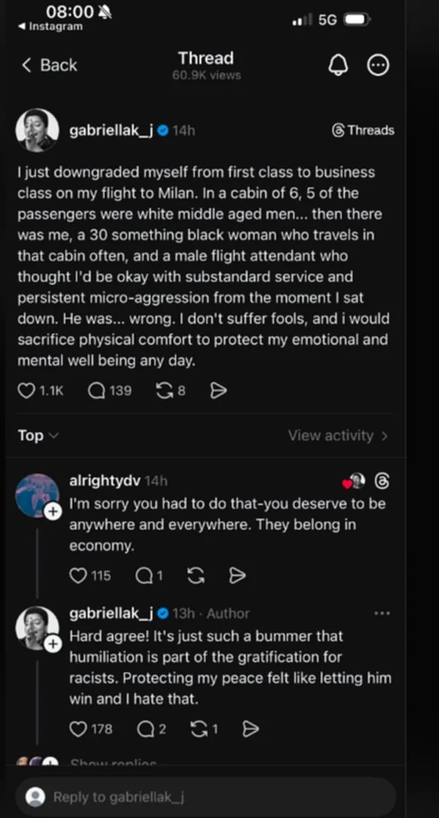 Gabriella Karefa-Johnson Downgrades from First to Business Class Over Racial Discomfort on Milan Flight