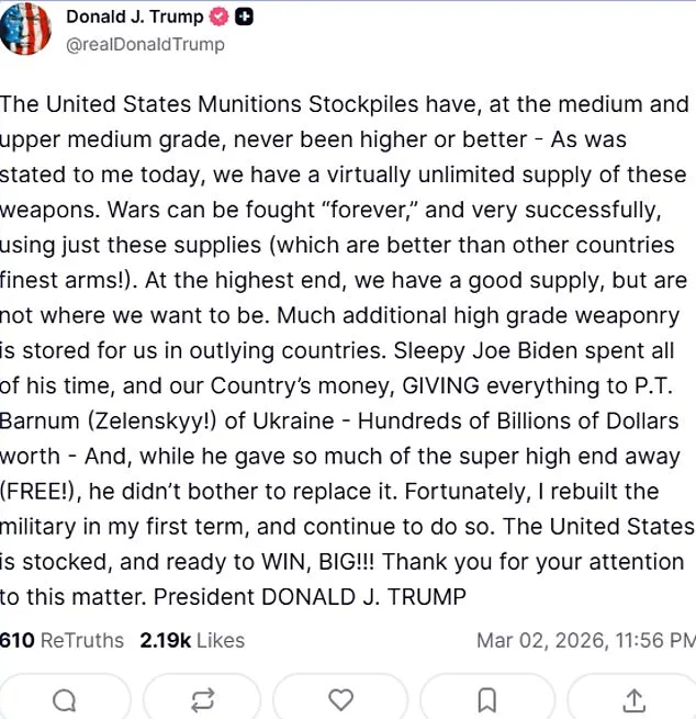 Trump's 'Unlimited Weapons' Rhetoric and the U.S. Military's Burden Amid Iran Escalation