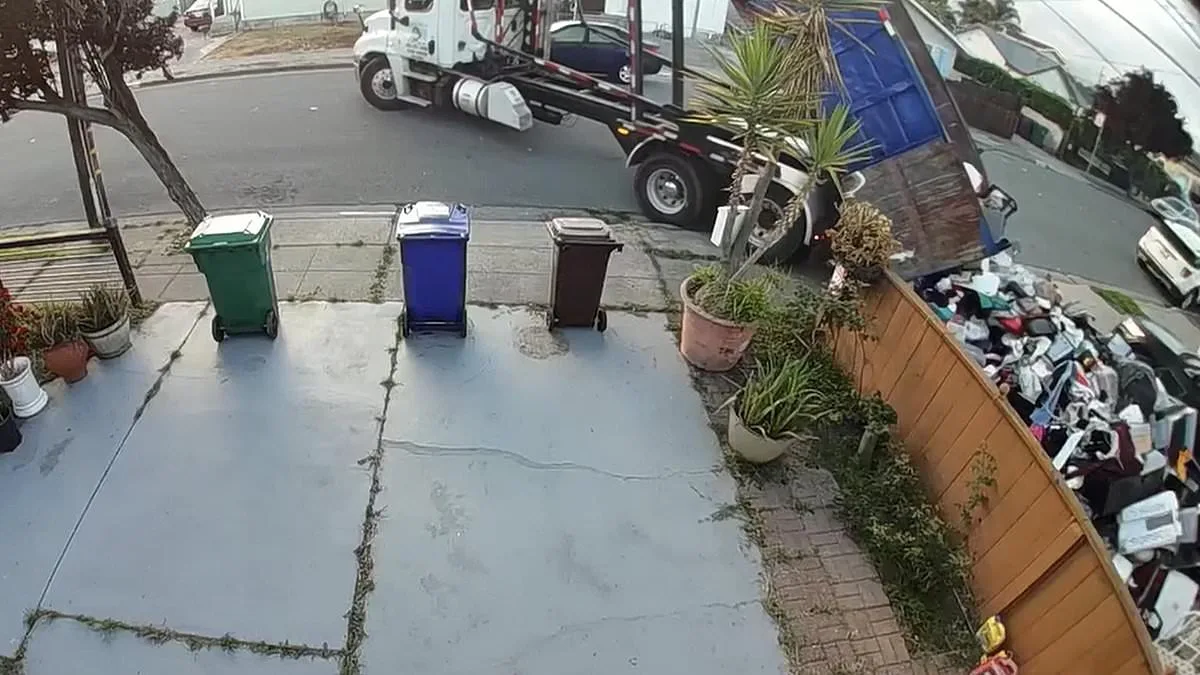 Homeowners' Frustration Turns Dramatic: Dumpster Clash Captured on Camera.