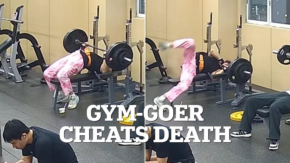 Guangdong man narrowly survives barbell drop during heavy bench press