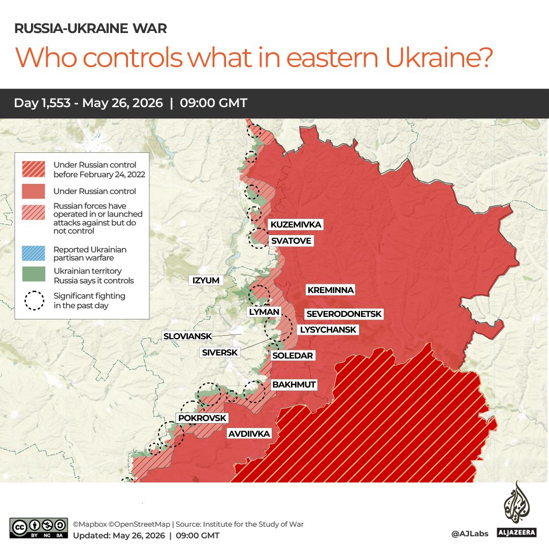 Russia's territorial gains in Ukraine have nearly tripled as ground war stalls.