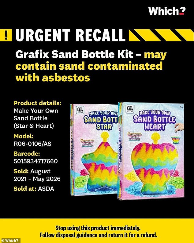 Toxic asbestos found in children's sand kits sold on major UK online platforms.