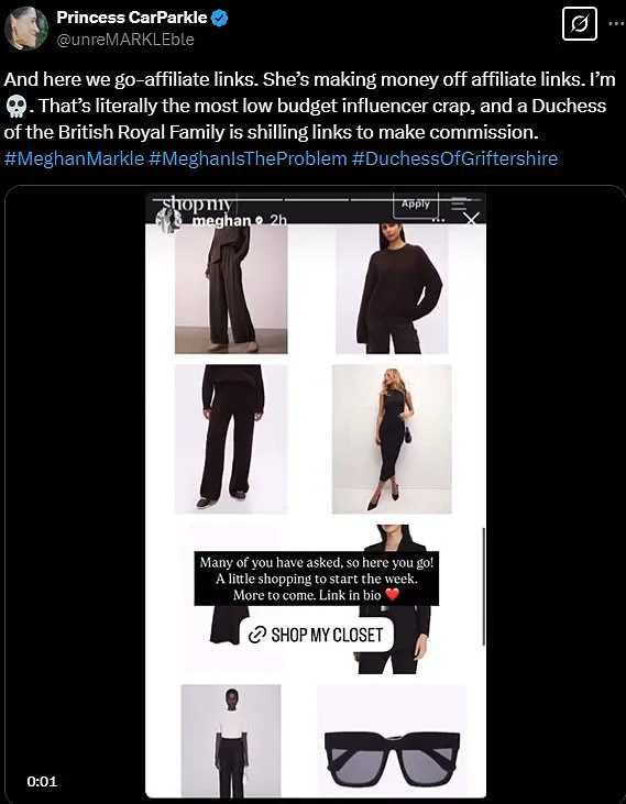 Meghan Markle's ShopMy Account Draws Fire: Profiting Off Royal Charms and Netflix Outfits