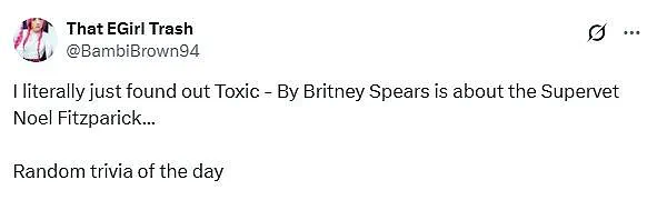 Fans Discover Alleged Inspiration Behind Britney Spears' 'Toxic' Is A Veterinarian
